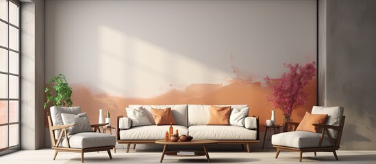 Digital rendering of a living room