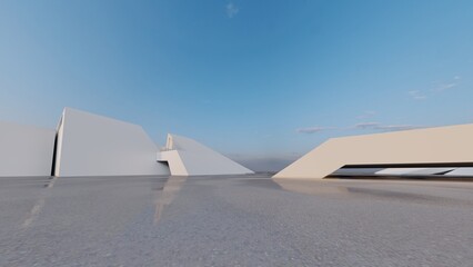 3d rendering architecture background building geometric shape