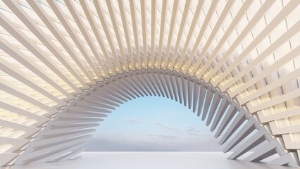 Abstract architecture background arched interior 3d render