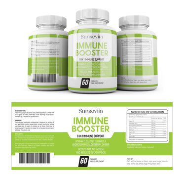 Supplement Label Design with 3D Mockup and editable file