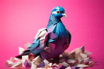 3d origami craft of a pigeon