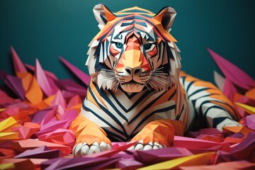Fototapeta na wymiar 3d colorful illustration of a tiger