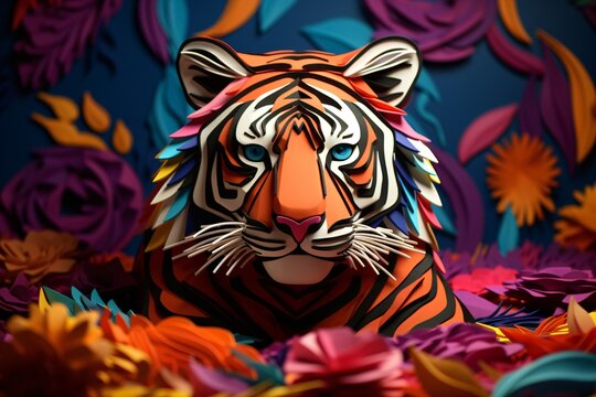 3d colorful illustration of a tiger