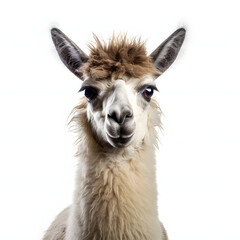 Photo of a curious llama staring directly into the camera