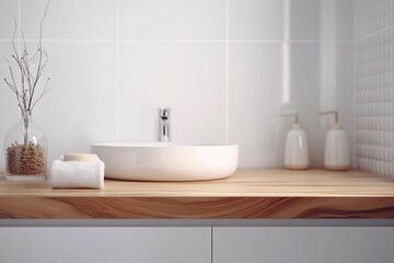 Fototapeta na wymiar Elegant Bathroom Decor with Soft Ambient Lighting. Generative Ai.