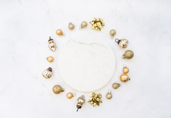 White marble cosmetic podium product design and Christmas decorate