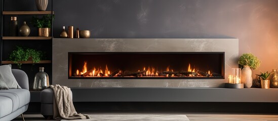 Modern electric fireplace in a cozy living room