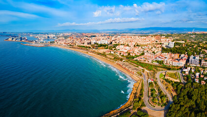 Fototapeta na wymiar Tarragona city aerial panoramic view in Spain