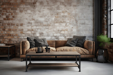 Photo of a cozy living room with a comfortable couch and a stylish coffee table