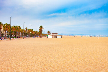 Fototapeta na wymiar Valencia city beach in Valencia city, Spain