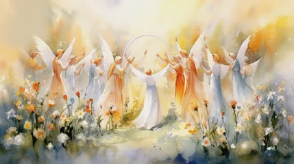 Foto op Canvas Heavenly choir, religious illustration, generative ai © pronoia