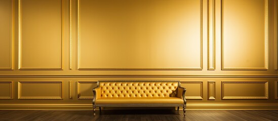Gold bench in a room with same color