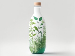 green bottle on a white
