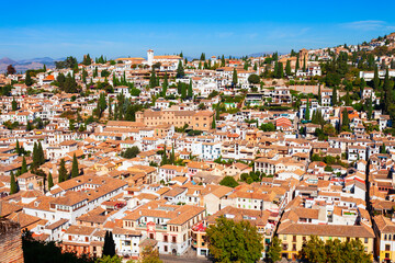 Fototapeta na wymiar Granada city aerial panoramic view in Spain