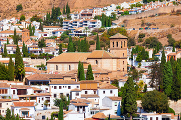 Granada city aerial panoramic view in Spain