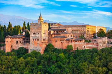 Fototapeta na wymiar The Alhambra aerial panoramic view in Granada, Spain