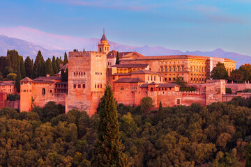 Fototapeta na wymiar The Alhambra aerial panoramic view in Granada, Spain