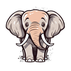 Mammoth tshirt design graphic, cute happy kawaii style, clear outline