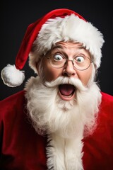 Fototapeta premium Funny Santa Claus with an astonished and surprised look. Generative AI