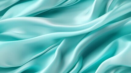 Obraz premium Aquamarine fabric waves. Silky smooth texture. A designer's dream.