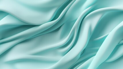 Obraz premium Aquamarine satin backdrop. Wavy shiny and soft. Design with grace.