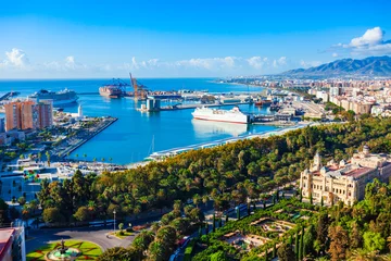 Foto op Aluminium Malaga city aerial panoramic view in Andalusia, Spain © saiko3p
