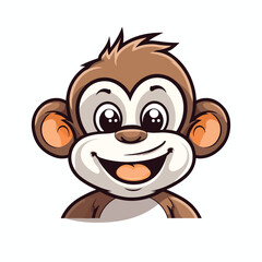 Monkey tshirt design graphic, cute happy kawaii style, clear outline