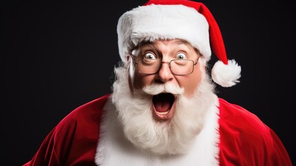 Funny Santa Claus with an astonished and surprised look. Generative AI
