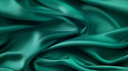 Obraz premium Emerald fabric magic. Gentle waves on a shiny surface. Celebrate design with style. Dive into luxury.