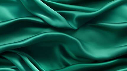 Fototapeta premium Emerald fabric mystique. Gentle waves on a shiny surface. Celebrate design with a touch of nature's brilliance.