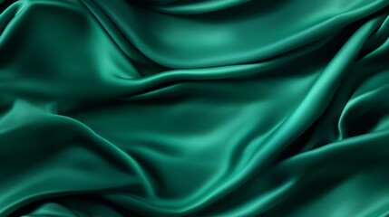 Fototapeta premium Emerald satin dreamscape. Dive into luxury. Celebrate with style. Waves of beauty.