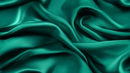 Fototapeta premium Dive into emerald dreams. Waves of satin luxury. Perfect for festive occasions. A touch of beauty.