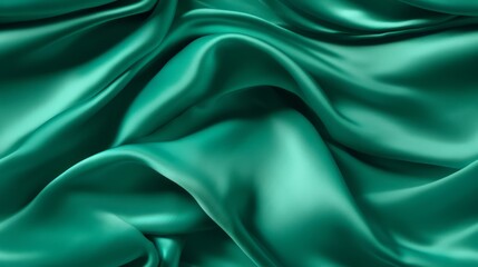 Fototapeta premium Emerald elegance in fabric. Gentle waves and shine. Celebrate with elegance. Perfect for luxury designs.
