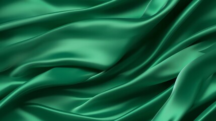 Fototapeta premium Emerald fabric narratives. Gentle waves on a smooth surface. Luxury at its peak. Perfect for sophisticated designs.