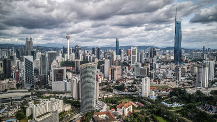 The aerial view of Kuala Lumpur in Asia