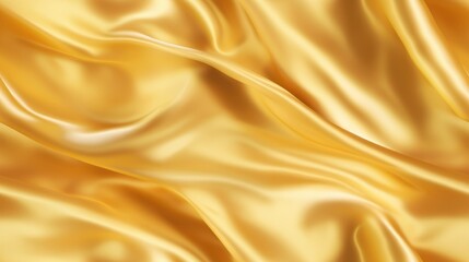 Gold satin brilliance. Luxurious waves on fabric. Radiant elegance for design. Ideal for premium backgrounds.
