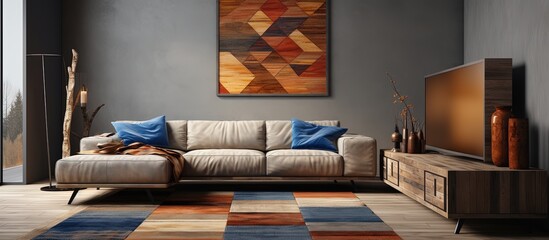 Contemporary wool rug for living room