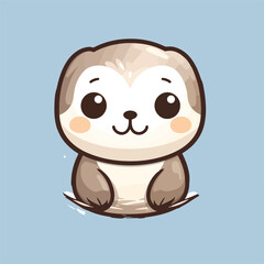 Otter tshirt design graphic, cute happy kawaii style, clear outline