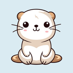 Otter tshirt design graphic, cute happy kawaii style, clear outline