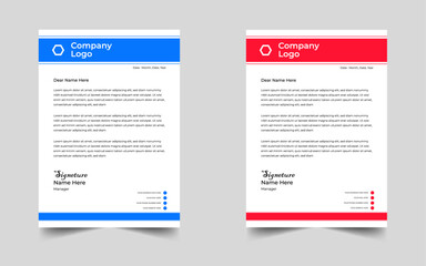 modern corporate letterhead template design, Corporate modern letterhead design bundle template with blue & red color. creative modern letterhead design template for your project.