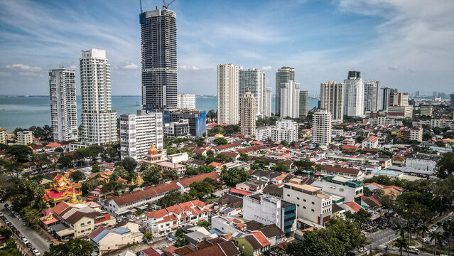 The aerial view of Penang Island in Malaysia