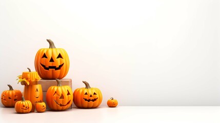 Beautiful Halloween background with pumpkins, space for text, halloween promotion background, Ai Generated.
