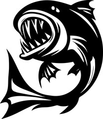 Big Angry Fish Attacking Aggressively Icon Symbol