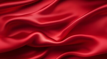 Fototapeta premium Red satin panorama. Lustrous luxury. Perfect for sophisticated occasions. Waves of fervent beauty.