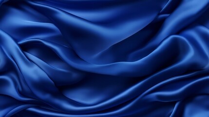 Obraz premium Royal blue satin panorama. Lustrous luxury. Perfect for sophisticated designs. Waves of oceanic beauty.