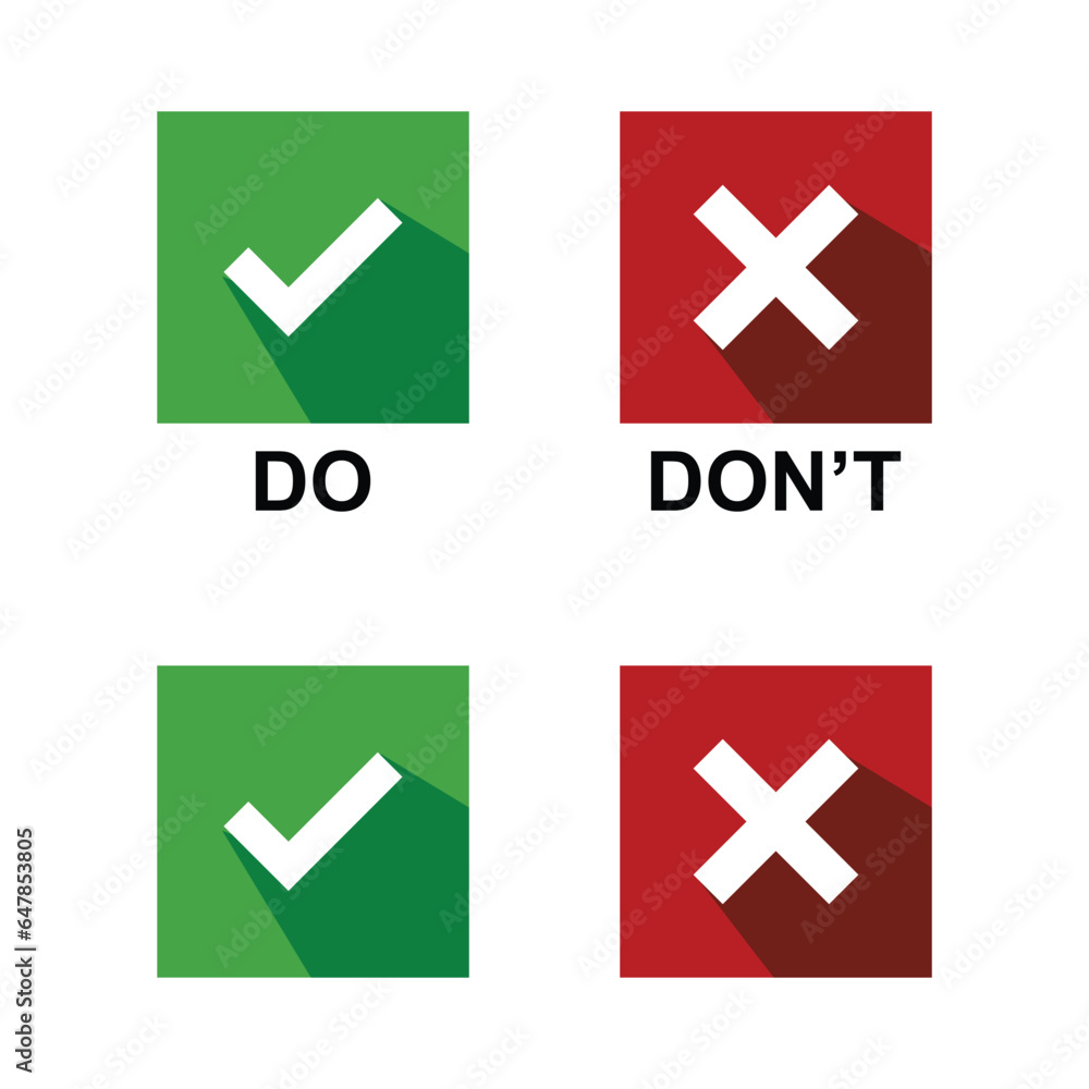 Poster set of do and don't vector illustration button choice. suitable for elements of advice info graphic 