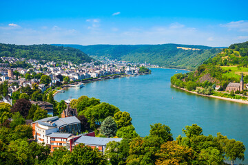 Boppard town aerial view, Germany - 647853833