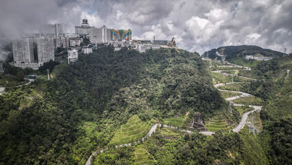 The aerial view of Genting Highlands in Malaysia