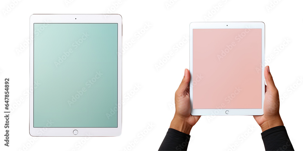 Poster png set a person with a tablet in a meeting on a blank transparent background screen for editing can