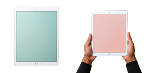 Png Set A person with a tablet in a meeting on a blank transparent background screen for editing can be used for various tasks